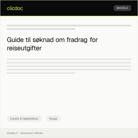 Document preview: Søknad om fradrag for reiseutgifter til behandling — Impôts & hjelpetilbud, Norge