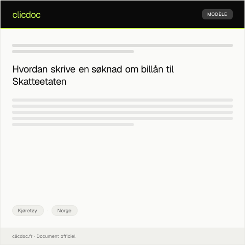 Document preview: Søknad om billån — Kjøretøy, Norge