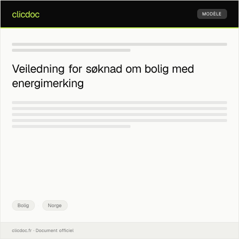 Document preview: Søknad om bolig med energimerking — Bolig, Norge