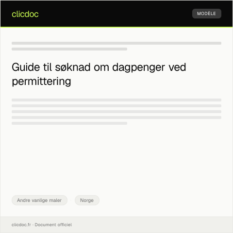 Document preview: Søknad om dagpenger ved permittering — Andre vanlige maler, Norge