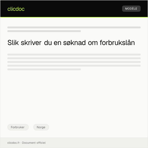 Document preview: Søknad om forbrukslån — Forbruker, Norge