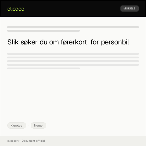 Document preview: Søknad om førerkort for personbil — Kjøretøy, Norge