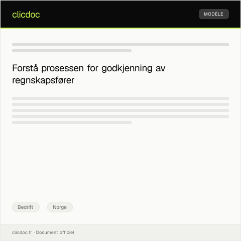 Document preview: Søknad om godkjenning av regnskapsfører — Bedrift, Norge