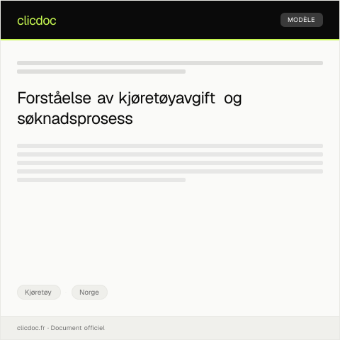 Document preview: Søknad om kjøretøyavgift — Kjøretøy, Norge