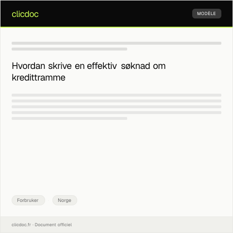 Document preview: Søknad om kredittramme — Forbruker, Norge
