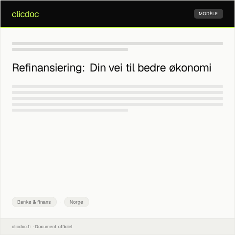 Document preview: Søknad om refinansiering — Banke & finans, Norge