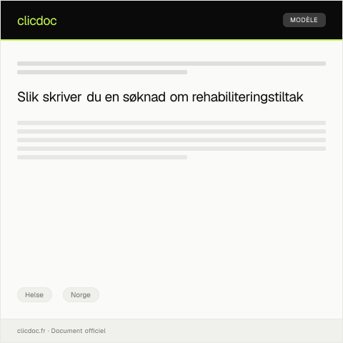 Document preview: Søknad om rehabiliteringstiltak — Helse, Norge
