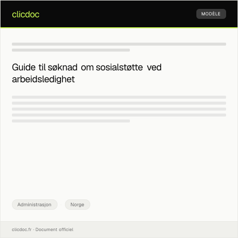 Document preview: Søknad om sosialstøtte under arbeidsledighet — Administrasjon, Norge