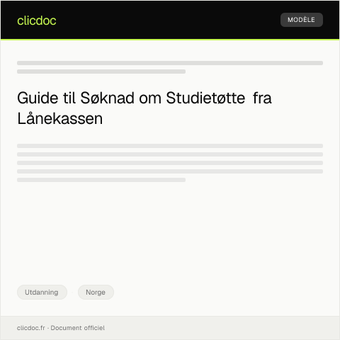 Document preview: Søknad om studiestøtte (Lånekassen) — Utdanning, Norge