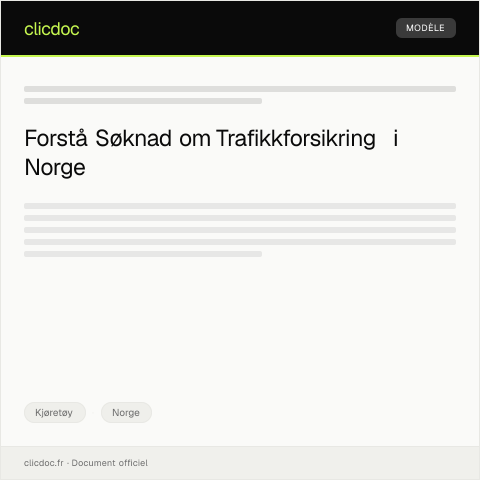 Document preview: Søknad om trafikkforsikring — Kjøretøy, Norge