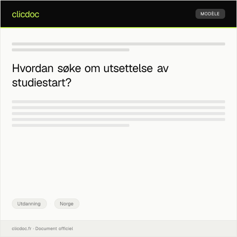 Document preview: Søknad om utsettelse av studiestart — Utdanning, Norge