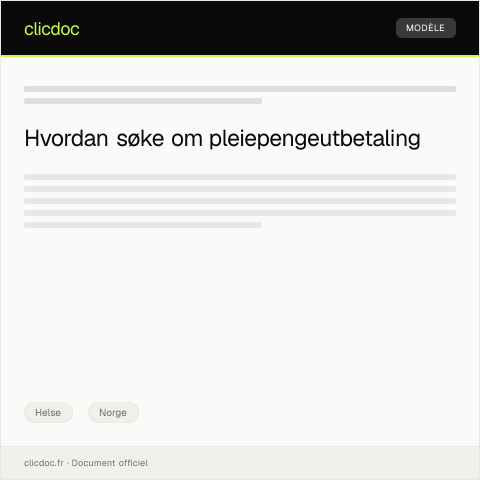 Document preview: Søknad om pleiepengeutbetaling — Helse, Norge