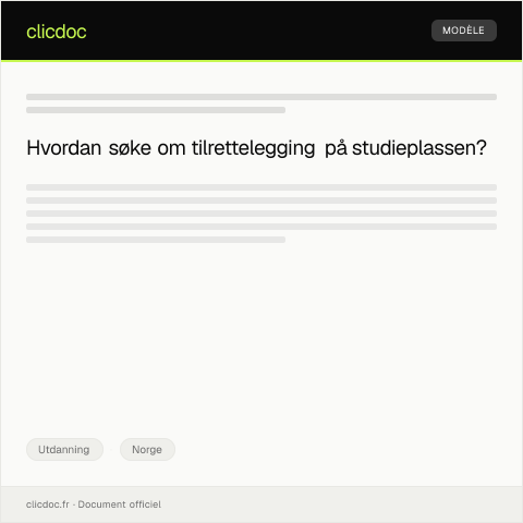 Document preview: Søknad om tilrettelegging på studieplassen — Utdanning, Norge
