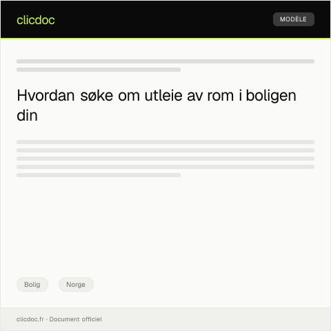 Document preview: Søknad om utleie av rom i bolig — Bolig, Norge