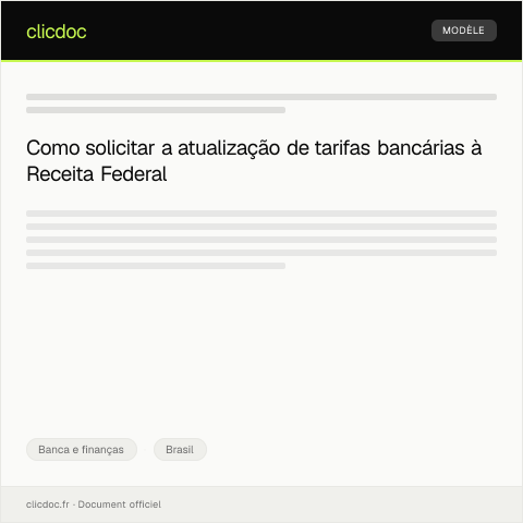 Pré-visualização do documento Solicitação de atualização de tarifas bancárias — Banca e finanças, Brasil