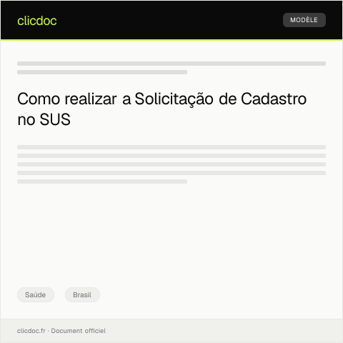 Pré-visualização do documento Solicitação de Cadastro no Sistema SUS — Saúde, Brasil