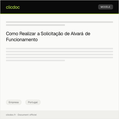 Pré-visualização do documento Solicitação de Alvará de Funcionamento — Empresa, Portugal