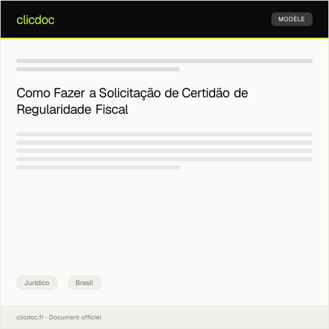 Pré-visualização do documento Solicitação de Certidão de Regularidade Fiscal — Jurídico, Brasil