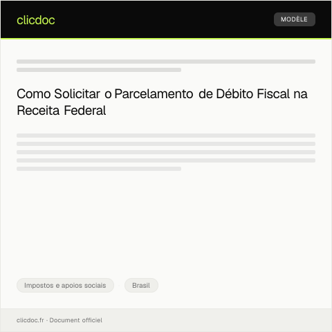 Pré-visualização do documento Solicitação de parcelamento de débito fiscal — Impostos e apoios sociais, Brasil