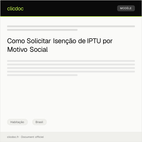 Pré-visualização do documento Solicitação de Isenção de IPTU por Isenção Social — Habitação, Brasil