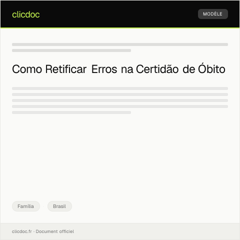Pré-visualização do documento Solicitação de retificação de erro na certidão de óbito na cidade — Família, Brasil