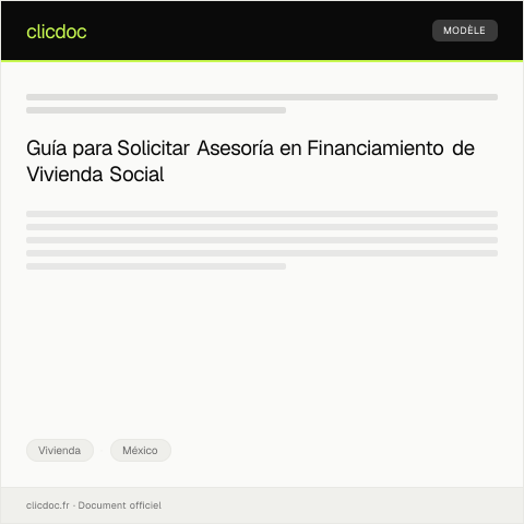Vista previa del documento Solicitar asesoría para financiamiento de vivienda social — Vivienda, México