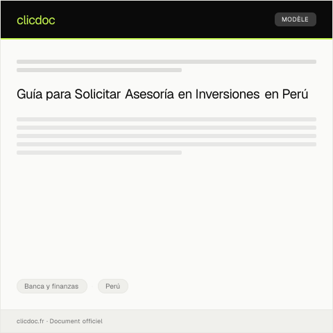 Vista previa del documento Solicitar asesoría en inversiones — Banca y finanzas, Perú
