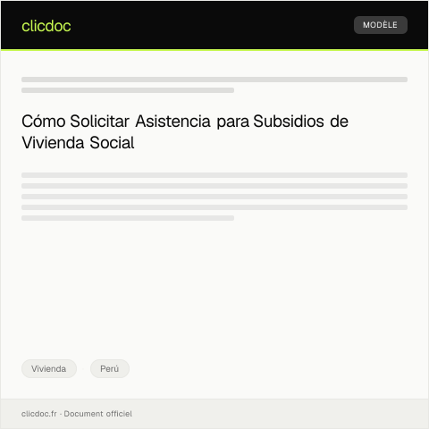 Vista previa del documento Solicitar asistencia para la obtención de subsidios de vivienda social — Vivienda, Perú