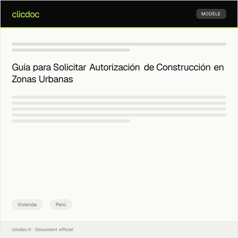 Vista previa del documento Solicitar autorización para construcción en zona urbana en Municipalidad — Vivienda, Perú