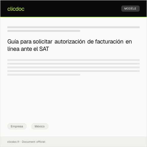 Vista previa del documento Solicitar autorización para facturación en línea — Empresa, México