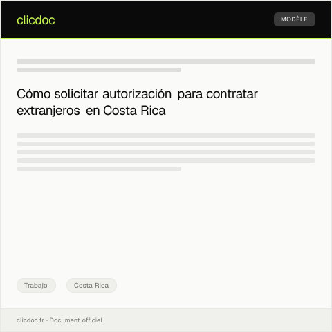 Vista previa del documento Solicitar autorización para trabajo extranjero — Trabajo, Costa Rica