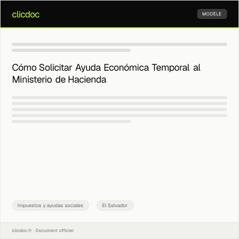 Vista previa del documento Solicitar ayuda económica temporal por emergencia ante el Ministerio de Hacienda — Impuestos y ayudas sociales, El Salvador