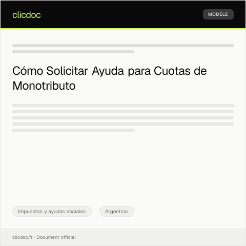 Vista previa del documento Solicitar ayuda para pago de cuotas de monotributo — Impuestos y ayudas sociales, Argentina