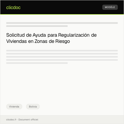Vista previa del documento Solicitar ayuda para regularización de viviendas en zonas de riesgo — Vivienda, Bolivia