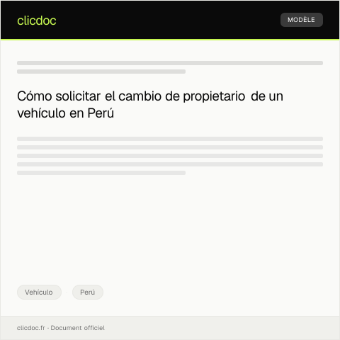 Vista previa del documento Solicitar cambio de propietario en el Registro de Vehículos — Vehículo, Perú