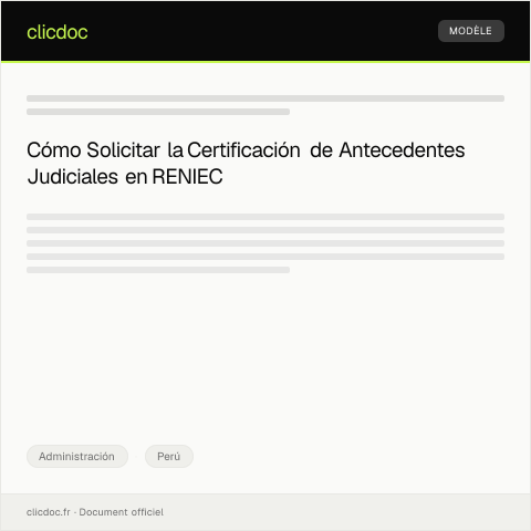 Vista previa del documento Solicitar certificación de antecedentes judiciales en RENIEC — Administración, Perú