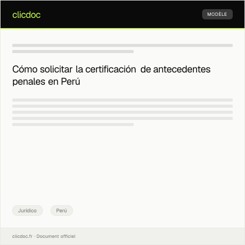 Vista previa del documento Solicitar la certificación de antecedentes penales para trámites migratorios — Jurídico, Perú