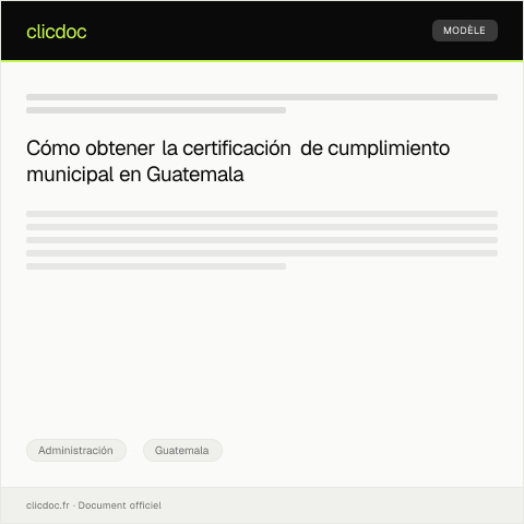Vista previa del documento Solicitar certificación de cumplimiento de normativas municipales en Municipalidad de Guatemala — Administración, Guatemala