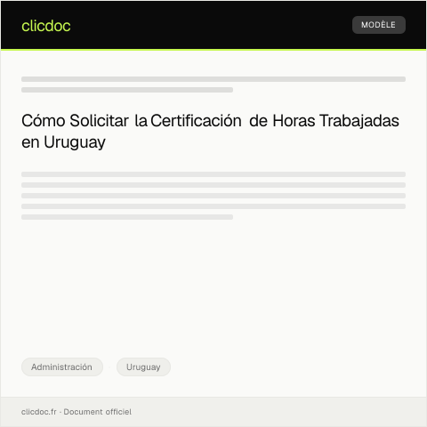 Vista previa del documento Solicitar certificación de cumplimiento de horas trabajadas — Administración, Uruguay