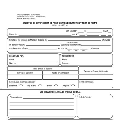 Vista previa del documento IDT-6.5.2.1.2/REG.A1/ — Documento oficial, El Salvador (CERFA n°IDT-6.5.2.1.2)
