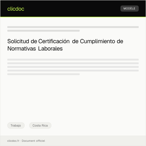 Vista previa del documento Solicitar certificación de cumplimiento de normativas laborales — Trabajo, Costa Rica