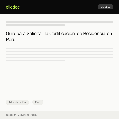 Vista previa del documento Solicitar certificación de residencia para trámite de visa — Administración, Perú