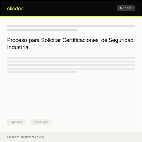 Vista previa del documento Solicitar certificaciones de cumplimiento en seguridad industrial en línea — Empresa, Costa Rica