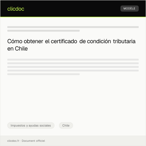 Vista previa del documento Solicitar certificado de condición tributaria en ChileAtiende — Impuestos y ayudas sociales, Chile