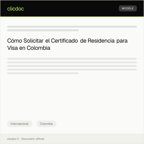 Vista previa del documento Solicitar certificado de residencia para trámite de visa en Colombia — Internacional, Colombia