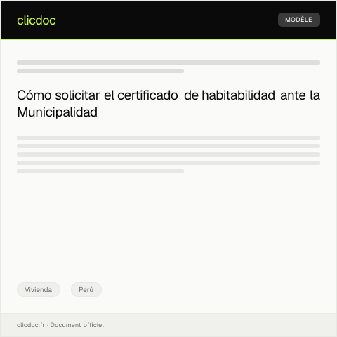 Vista previa del documento Solicitar el certificado de habitabilidad del inmueble ante la Municipalidad — Vivienda, Perú