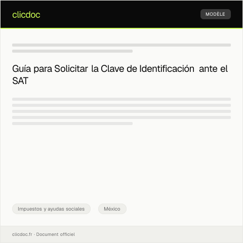 Vista previa del documento Solicitar clave de identificación para trámites en el SAT — Impuestos y ayudas sociales, México