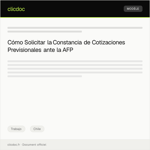 Vista previa del documento Solicitar constancia de cotizaciones previsionales ante la AFP — Trabajo, Chile