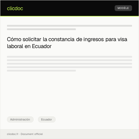 Vista previa del documento Solicitar constancia de ingresos para trámite de visa laboral — Administración, Ecuador