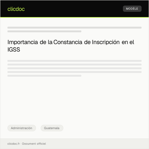 Vista previa del documento Solicitar constancia de inscripción en el Instituto Guatemalteco de Seguridad Social — Administración, Guatemala